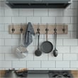 Vintage Wall Mounted Storage Rack with 7 Hooks in Weathered Brown Finish