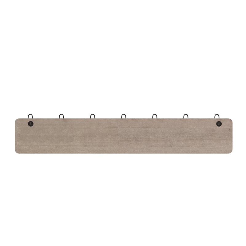 Vintage Wall Mounted Storage Rack with 7 Hooks in Weathered Brown Finish