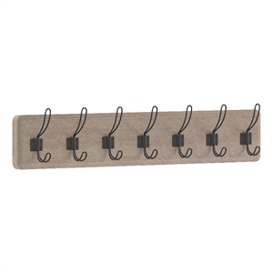 Vintage Wall Mounted Storage Rack with 7 Hooks in Weathered Brown Finish