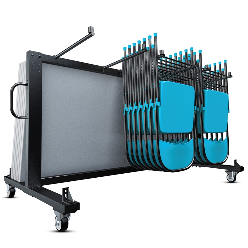 Flash Furniture Hawkins Black Heavy Duty Small Mobile Chair & Table Cart