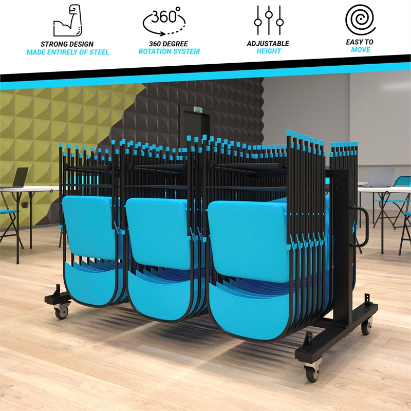 Flash Furniture Hawkins Black Heavy Duty Small Mobile Chair & Table Cart