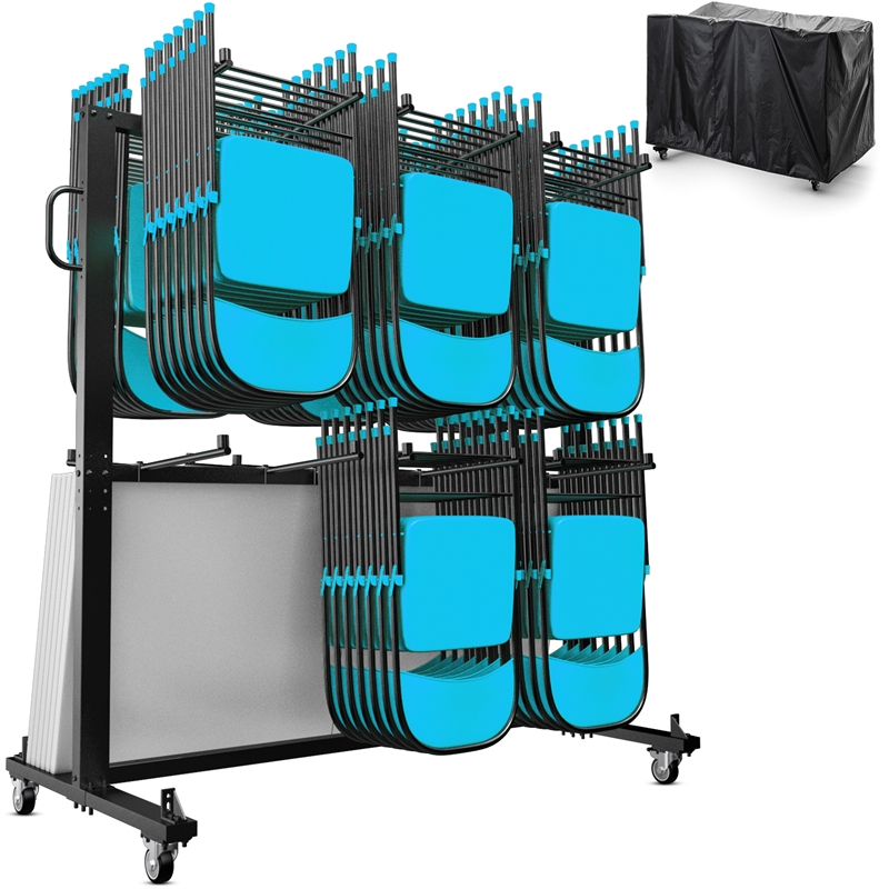 Flash Furniture Hawkins Black Heavy Duty Small Mobile Chair & Table Cart