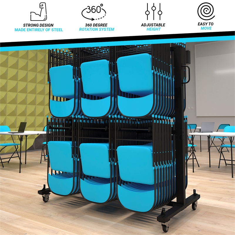 Flash Furniture Hawkins Black Heavy Duty Small Mobile Chair & Table Cart