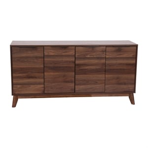 60&quot Buffet Cabinet with 4 Soft Close Doors and Adjustable Shelves - Dark Walnut