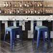 Indoor/Outdoor Backless Counter Stool with Poly Seat - Blue/Teal-Blue