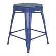 Indoor/Outdoor Backless Counter Stool with Poly Seat - Blue/Teal-Blue