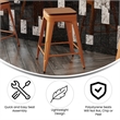 Indoor/Outdoor Backless Counter Stool with Poly Seat - Orange/Teak