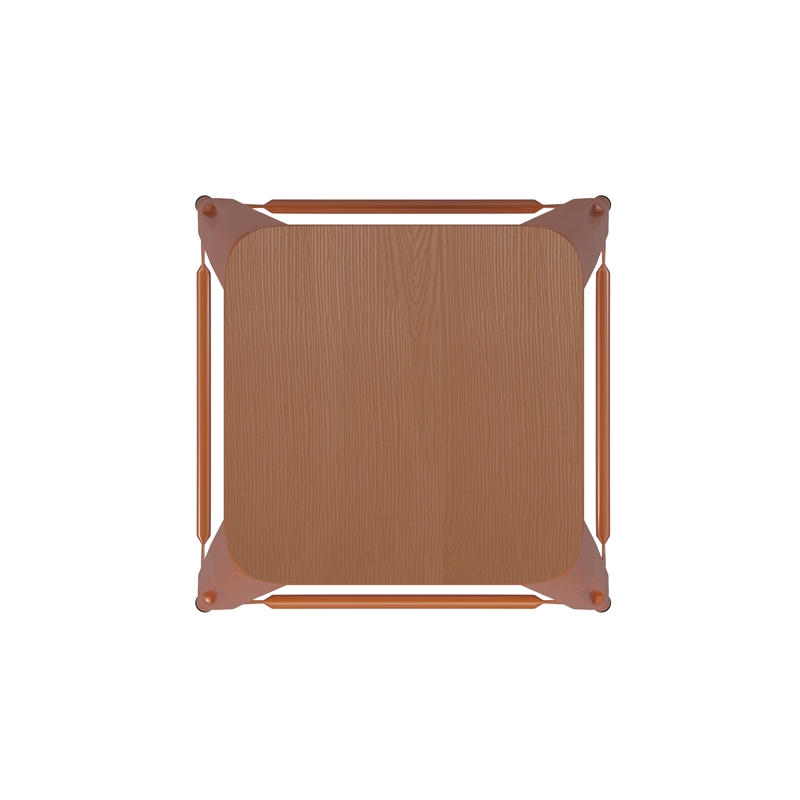 Indoor/Outdoor Backless Counter Stool with Poly Seat - Orange/Teak