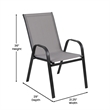 Commercial 7 Pc Outdoor Patio Dining Set with Glass Table and 6 Chairs - Gray