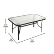 Commercial 7 Pc Outdoor Patio Dining Set with Glass Table and 6 Chairs - Navy
