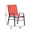 Commercial 7 Pc Outdoor Patio Dining Set with Glass Table and 6 Chairs - Red