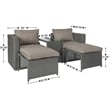 Indoor/Outdoor Modular Loveseat Sofa Set with Table and Ottomans in Gray/Gray