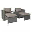 Indoor/Outdoor Modular Loveseat Sofa Set with Table and Ottomans in Gray/Gray