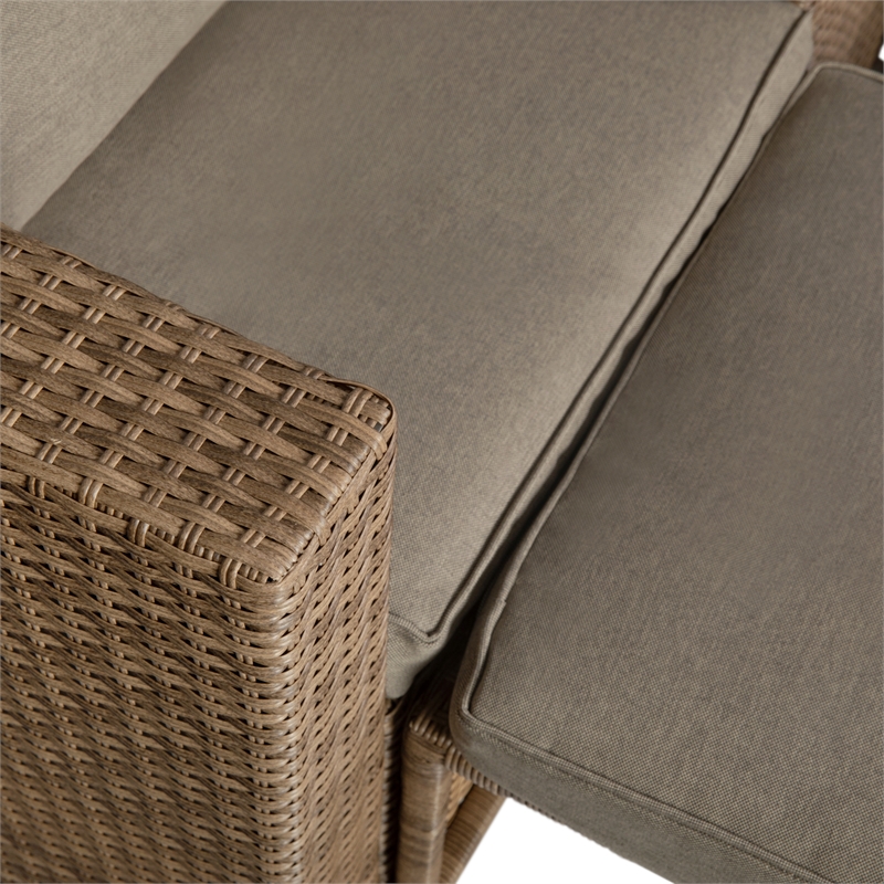 Indoor/Outdoor Modular Loveseat Sofa Set with Table and Ottomans in Gray/Natural