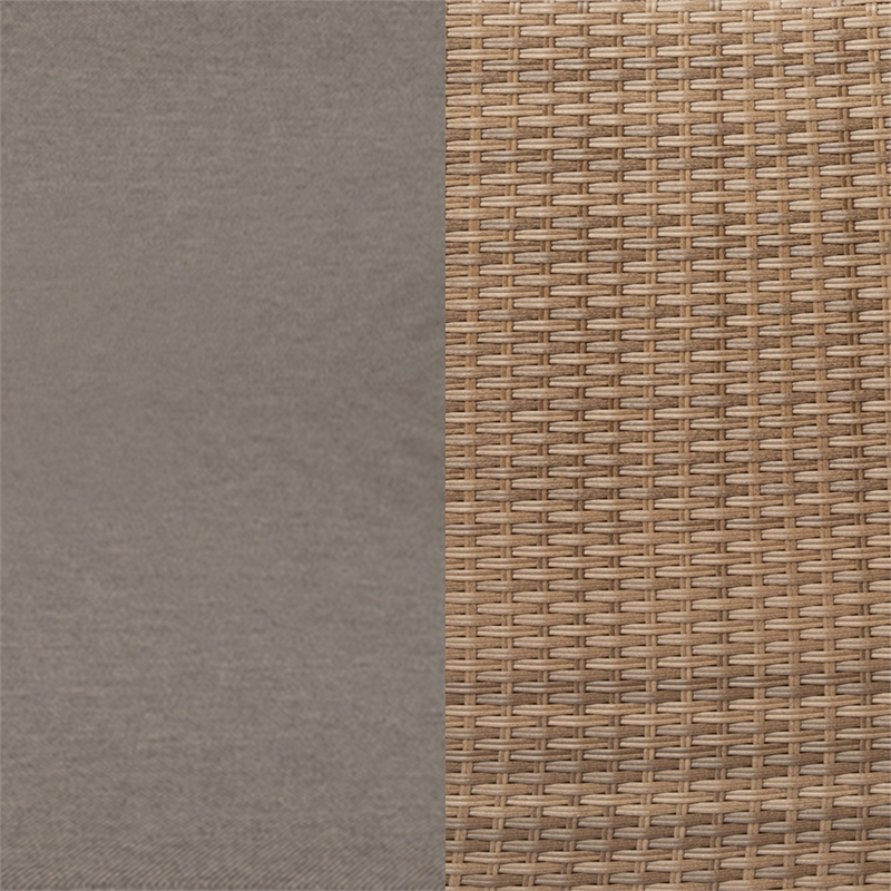 Indoor/Outdoor Modular Loveseat Sofa Set with Table and Ottomans in Gray/Natural