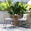 Indoor/Outdoor Natural Boho Rattan Rope Bistro Set with Side Table and Cushions