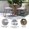 Indoor/Outdoor Natural Boho Rattan Rope Bistro Set with Side Table and Cushions