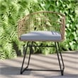 Indoor/Outdoor Natural Boho Rattan Rope Bistro Set with Side Table and Cushions
