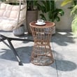Indoor/Outdoor Natural Boho Rattan Rope Bistro Set with Side Table and Cushions