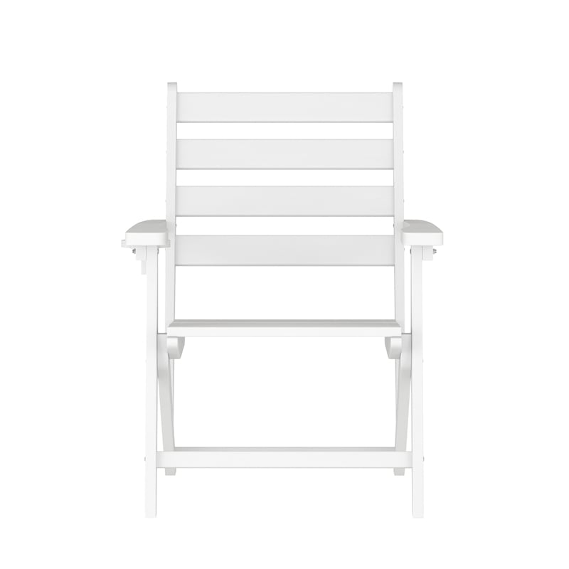 All-Weather Commercial Adirondack Dining Chair with Fold Out Cupholder - White