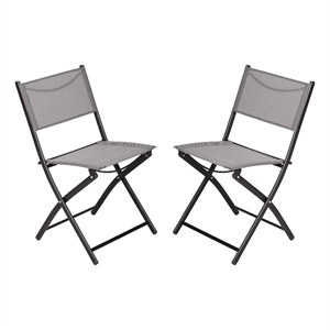 2 Pack Commercial Outdoor Flex Comfort Folding Chair with Metal Frame in Gray