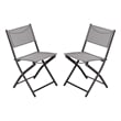 2 Pack Commercial Outdoor Flex Comfort Folding Chair with Metal Frame in Gray