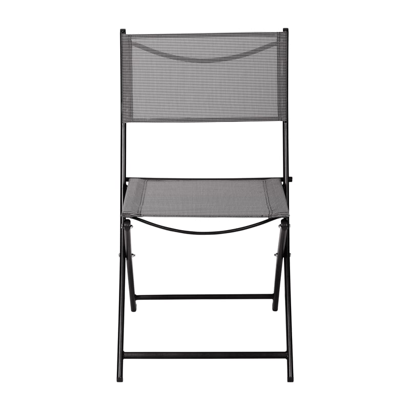 2 Pack Commercial Outdoor Flex Comfort Folding Chair with Metal Frame in Gray