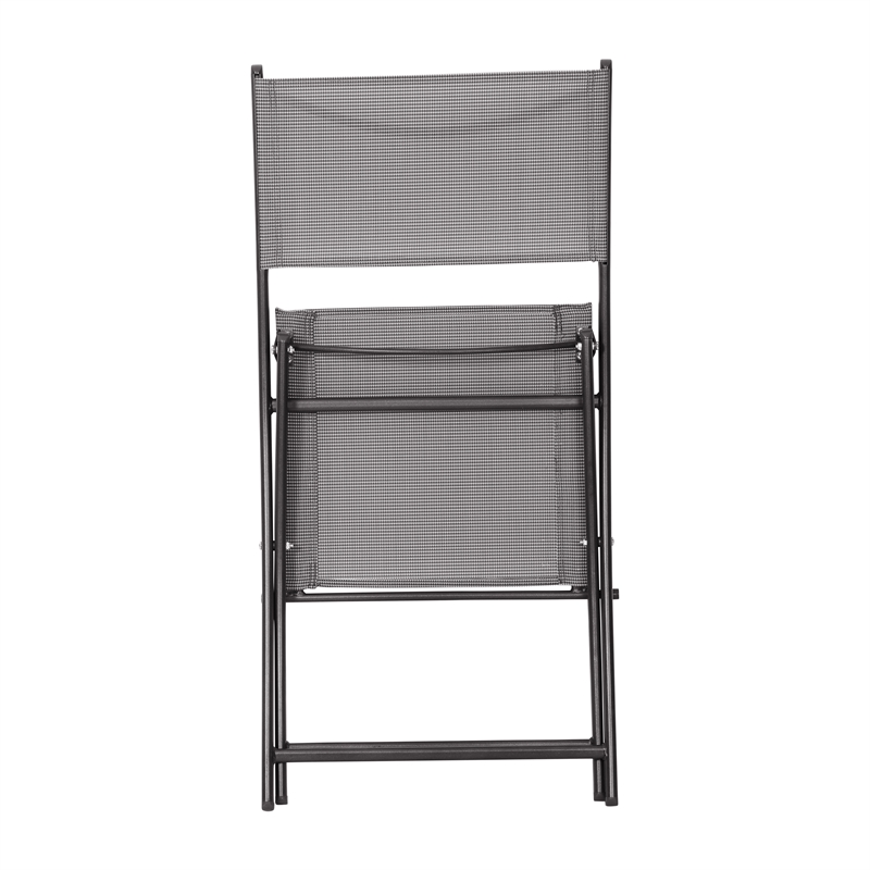 2 Pack Commercial Outdoor Flex Comfort Folding Chair with Metal Frame in Gray