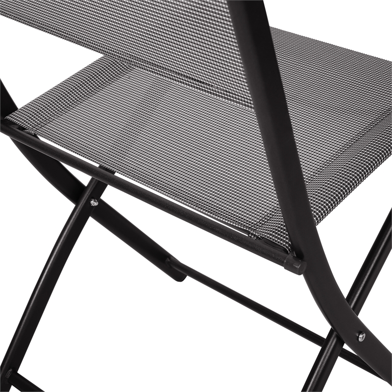 2 Pack Commercial Outdoor Flex Comfort Folding Chair with Metal Frame in Gray