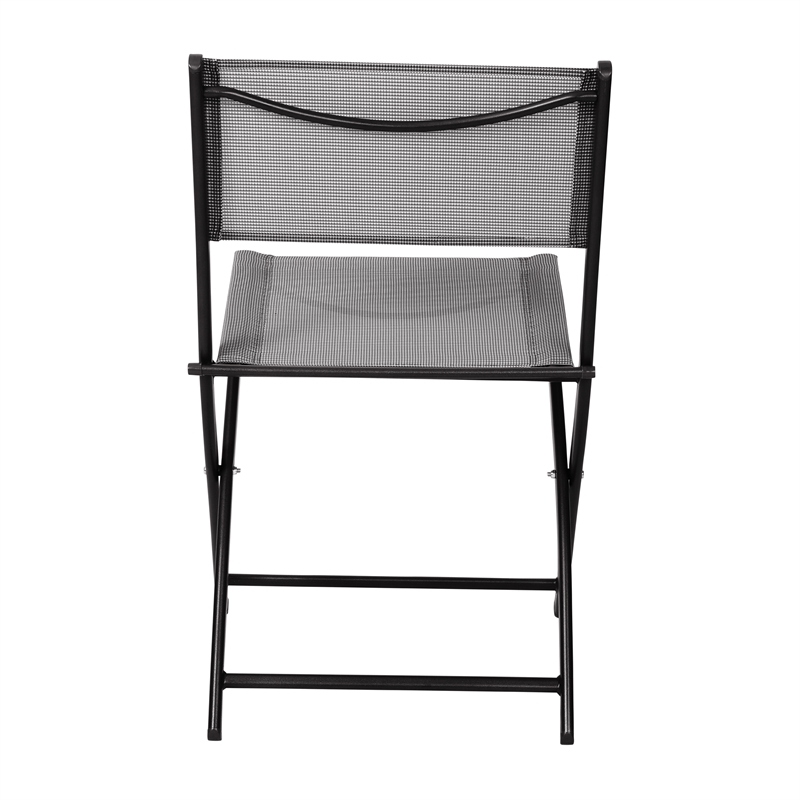 2 Pack Commercial Outdoor Flex Comfort Folding Chair with Metal Frame in Gray