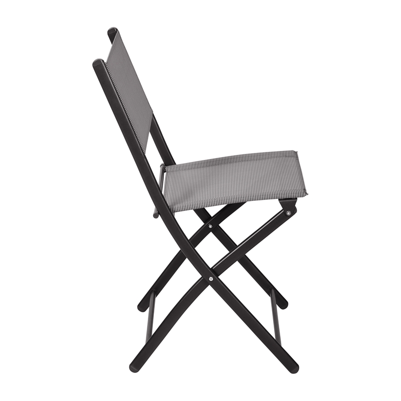 2 Pack Commercial Outdoor Flex Comfort Folding Chair with Metal Frame in Gray