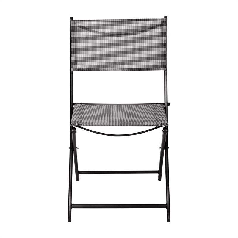 2 Pack Commercial Outdoor Flex Comfort Folding Chair with Metal Frame in Gray