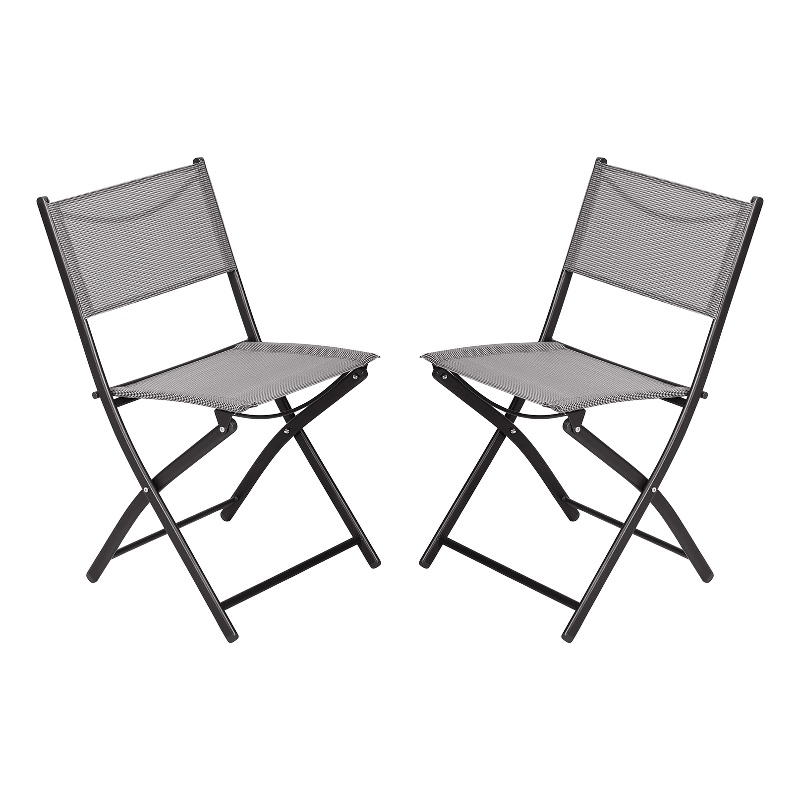 2 Pack Commercial Outdoor Flex Comfort Folding Chair with Metal Frame in Gray