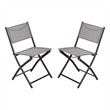 2 Pack Commercial Outdoor Flex Comfort Folding Chair with Metal Frame in Gray