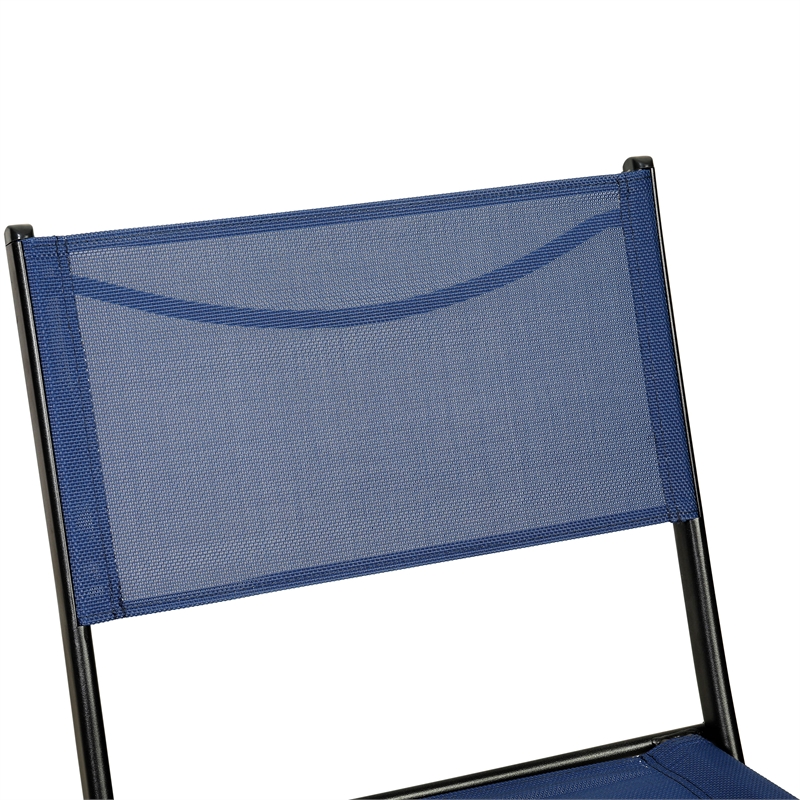 2 Pack Commercial Outdoor Flex Comfort Folding Chair with Metal Frame in Navy