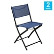 2 Pack Commercial Outdoor Flex Comfort Folding Chair with Metal Frame in Navy