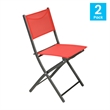 2 Pack Commercial Outdoor Flex Comfort Folding Chair with Metal Frame in Red