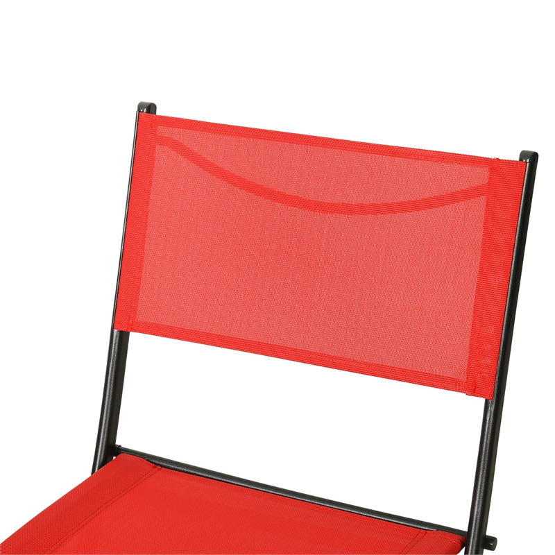 2 Pack Commercial Outdoor Flex Comfort Folding Chair with Metal Frame in Red