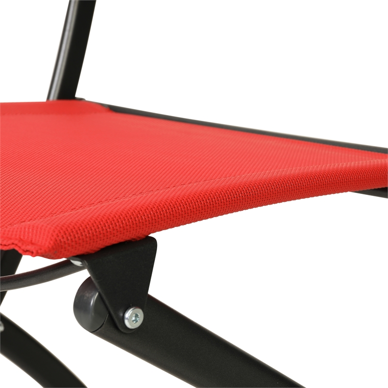 2 Pack Commercial Outdoor Flex Comfort Folding Chair with Metal Frame in Red