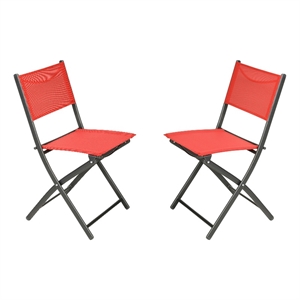 2 Pack Commercial Outdoor Flex Comfort Folding Chair with Metal Frame in Red