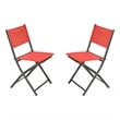 2 Pack Commercial Outdoor Flex Comfort Folding Chair with Metal Frame in Red