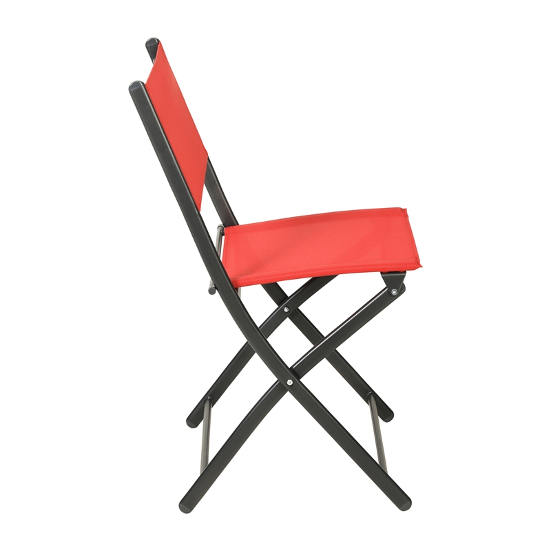 2 Pack Commercial Outdoor Flex Comfort Folding Chair with Metal Frame in Red