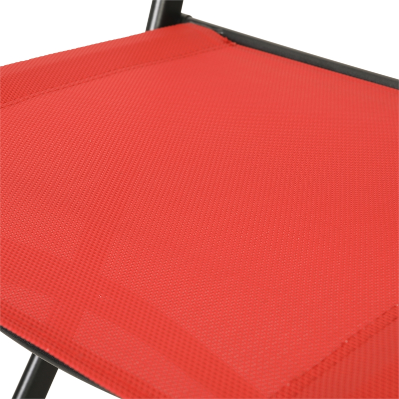 2 Pack Commercial Outdoor Flex Comfort Folding Chair with Metal Frame in Red