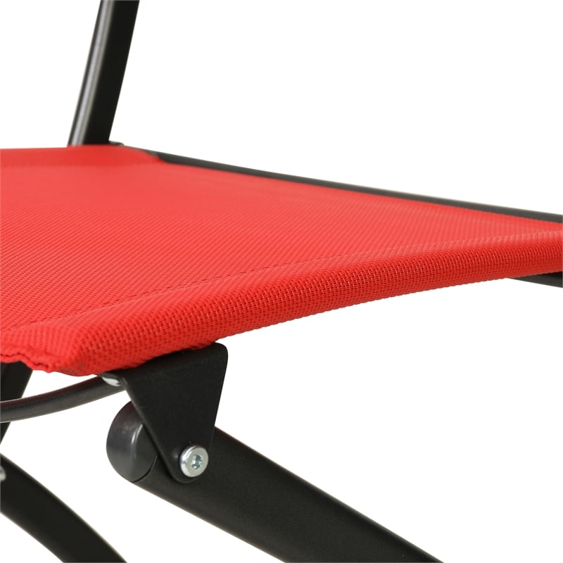 2 Pack Commercial Outdoor Flex Comfort Folding Chair with Metal Frame in Red