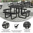 Commercial 46 Inch Round Expanded Mesh Metal Picnic Table with Anchors - Black