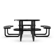 Commercial 46 Inch Round Expanded Mesh Metal Picnic Table with Anchors - Black