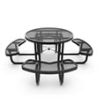 Commercial 46 Inch Round Expanded Mesh Metal Picnic Table with Anchors - Black