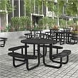 Commercial 46 Inch Round Expanded Mesh Metal Picnic Table with Anchors - Black