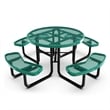 Commercial 46 Inch Round Expanded Mesh Metal Picnic Table with Anchors - Green