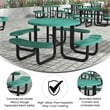 Commercial 46 Inch Round Expanded Mesh Metal Picnic Table with Anchors - Green